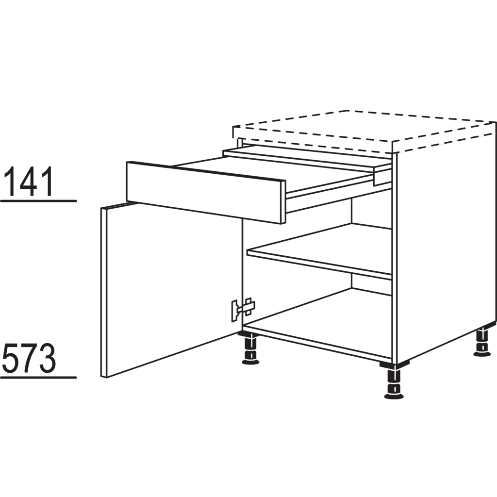 Base cabinet pull-out table