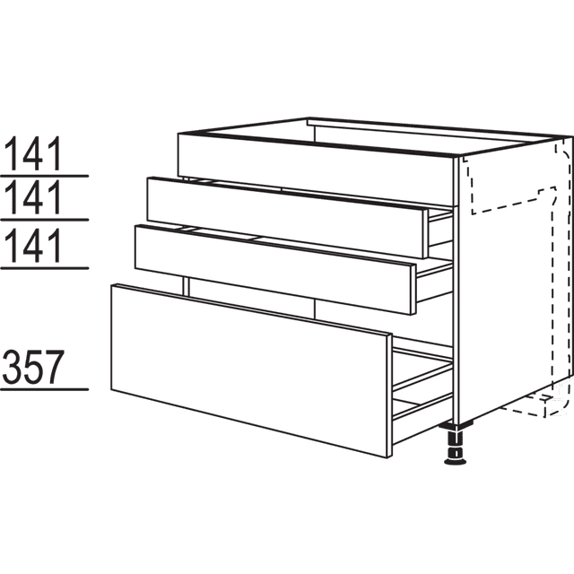 XL cooktop base cabinet for
cooktop extractor