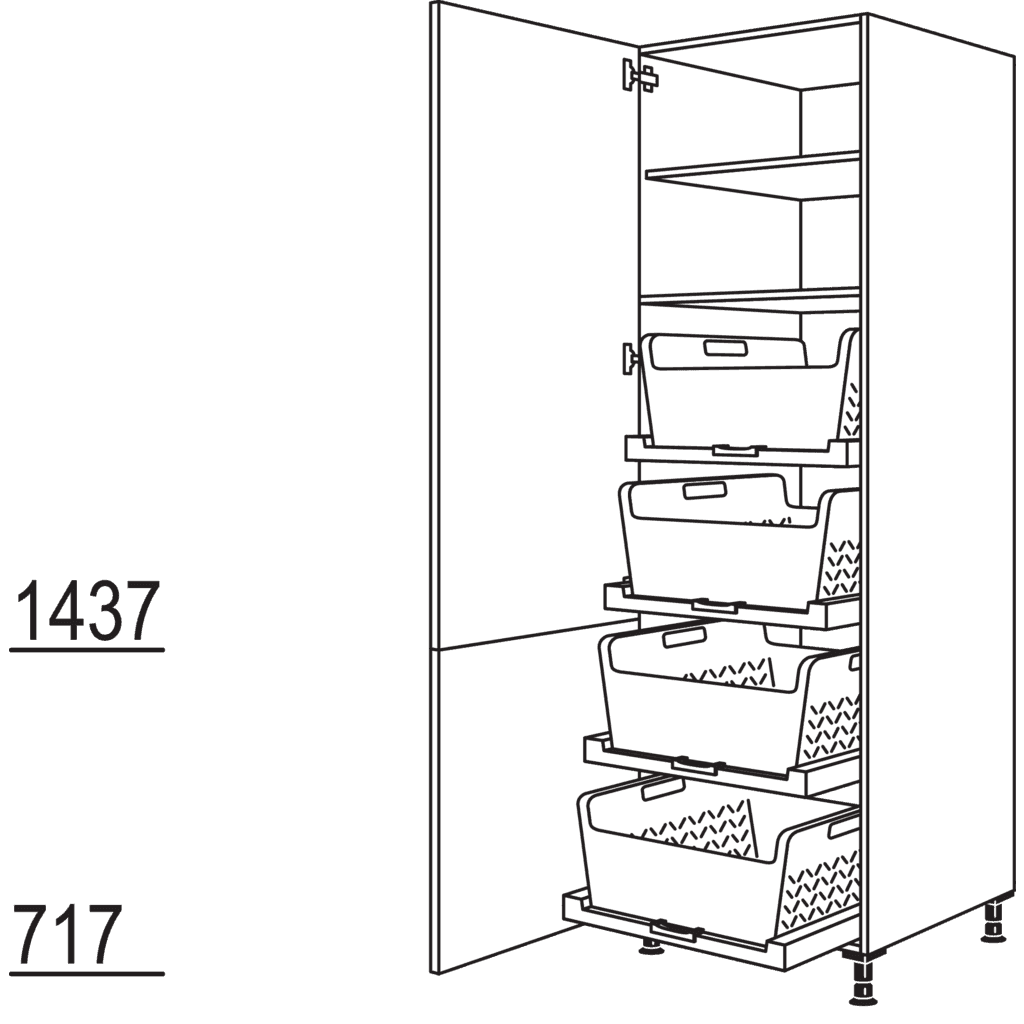 Hochschrank mit
Wäschekorb-Tablar Laundry-Area