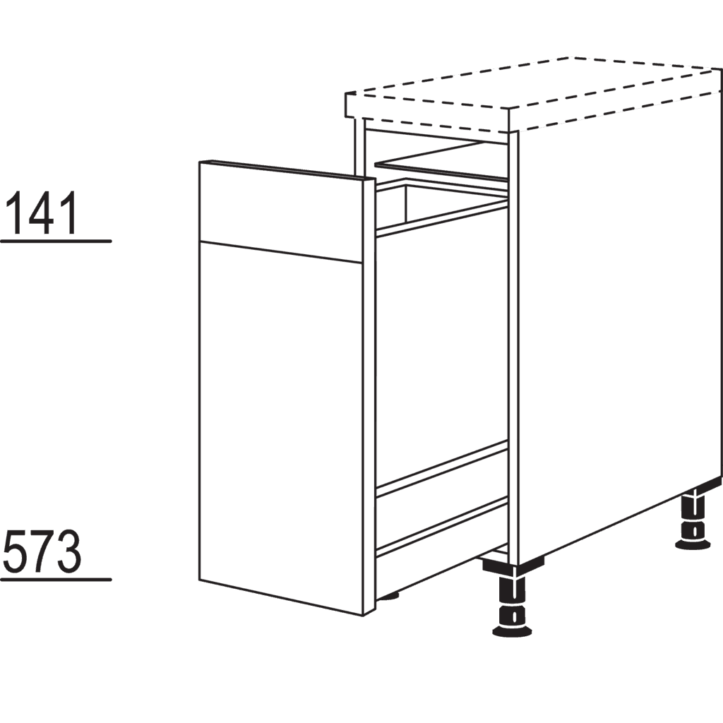 Auszugschrank mit
Wertstoffsammler