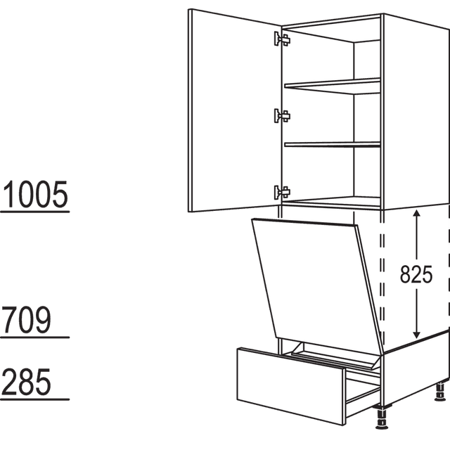 Appliance housing for dishwasher
suitable for
niche height: 825 mm /