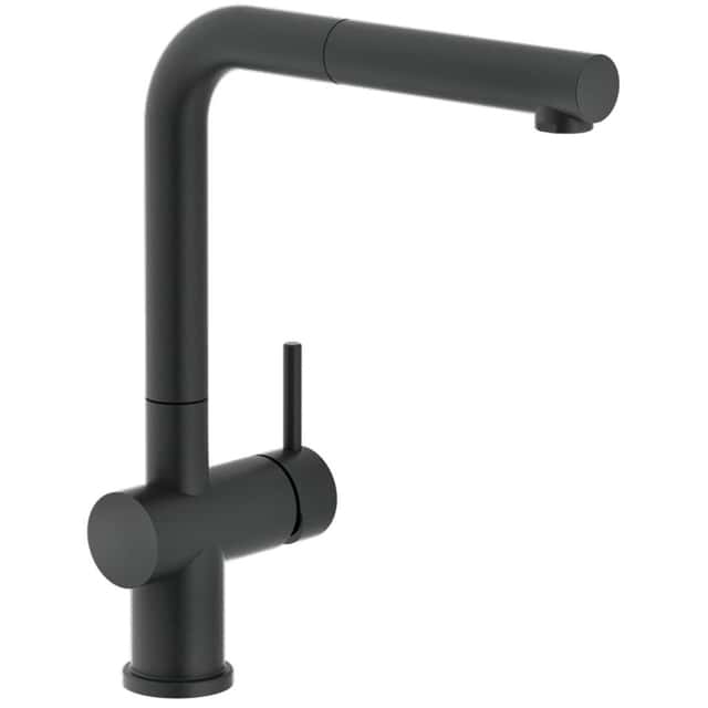 CARLO NOBILI: High-pressure
single-lever mixer tap Live with
spray, black mixer tap