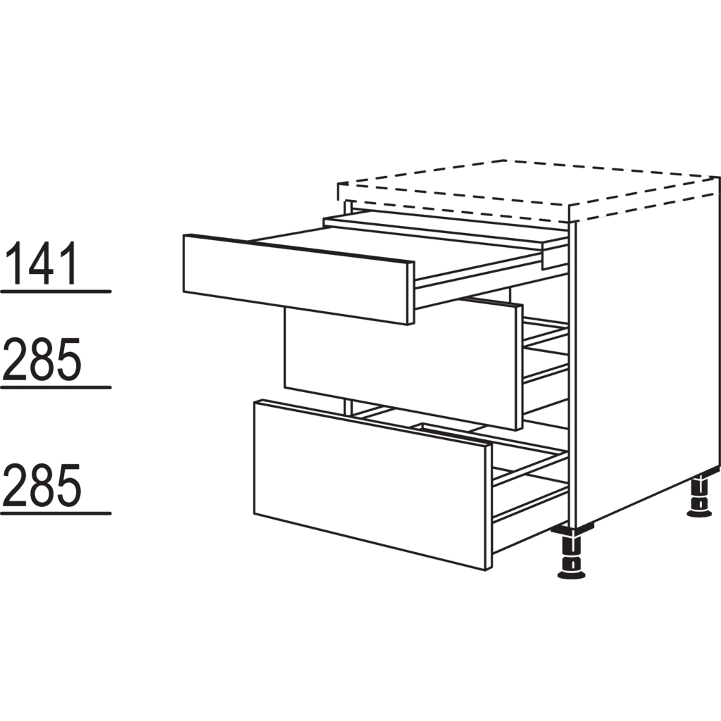 Base cabinet pull-out table