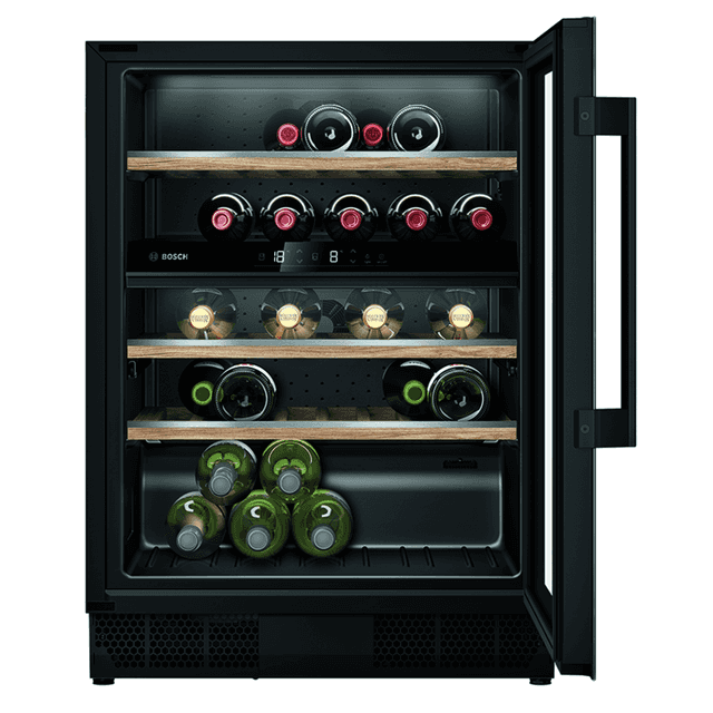 BOSCH Unterbau-Weinkühlschrank
KUW21AHG0 mit Glastür, 600 mm
breit, Schwarz