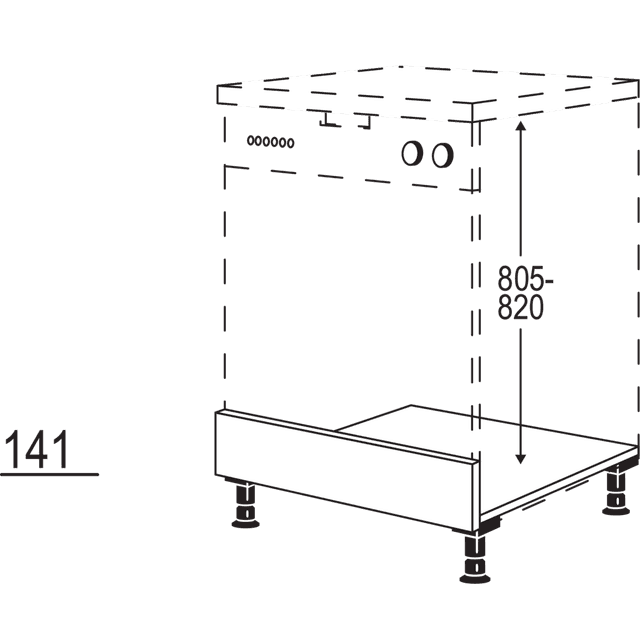 Dishwasher base unit for
maxi height
for appliance height: 805 to 820 mm