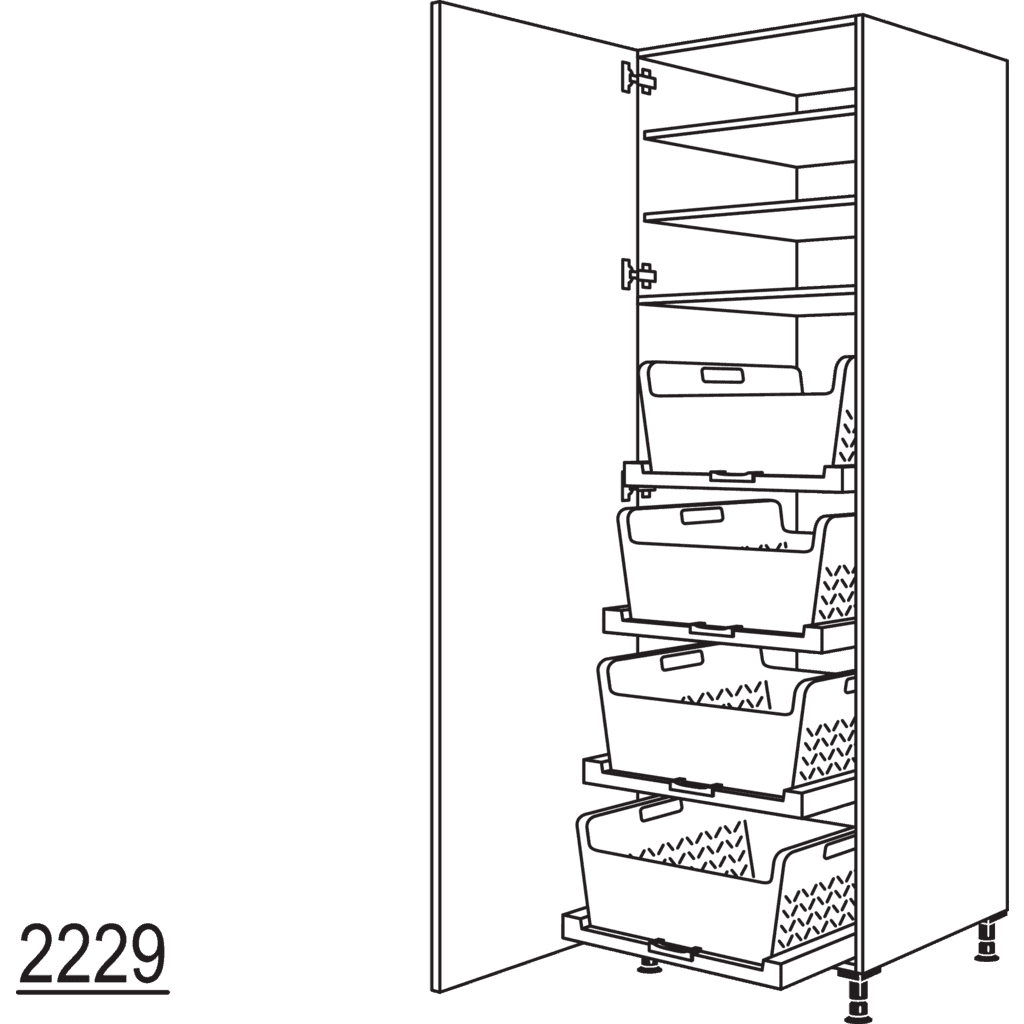 XL-Hochschrank mit
Wäschekorb-Tablar Laundry-Area