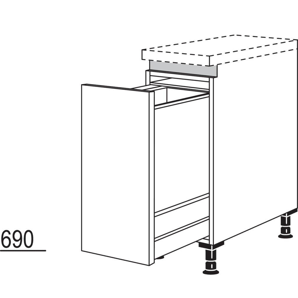 Auszugschrank mit
Wertstoffsammler