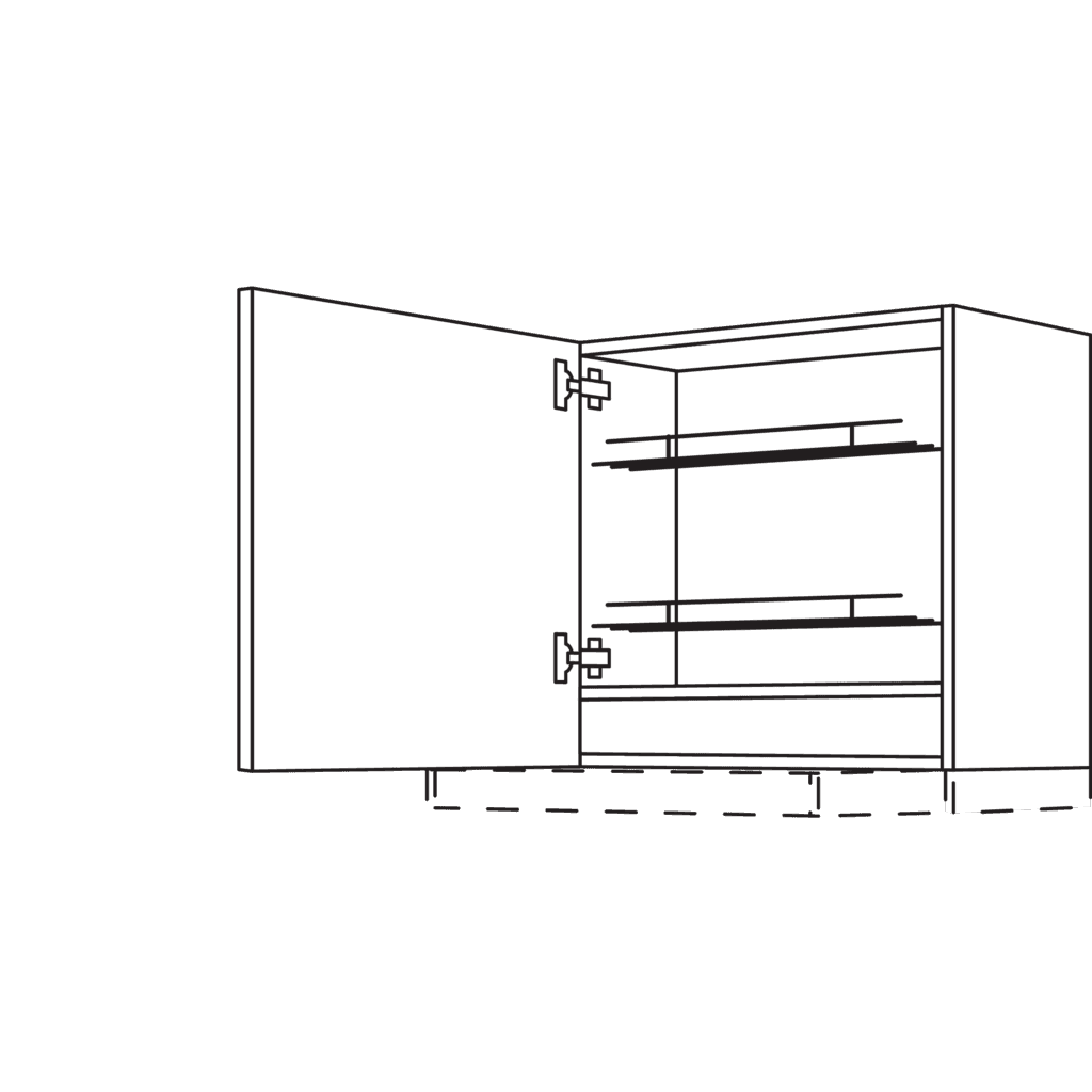 Wandschrank für Flachschirm-
Dunsthauben