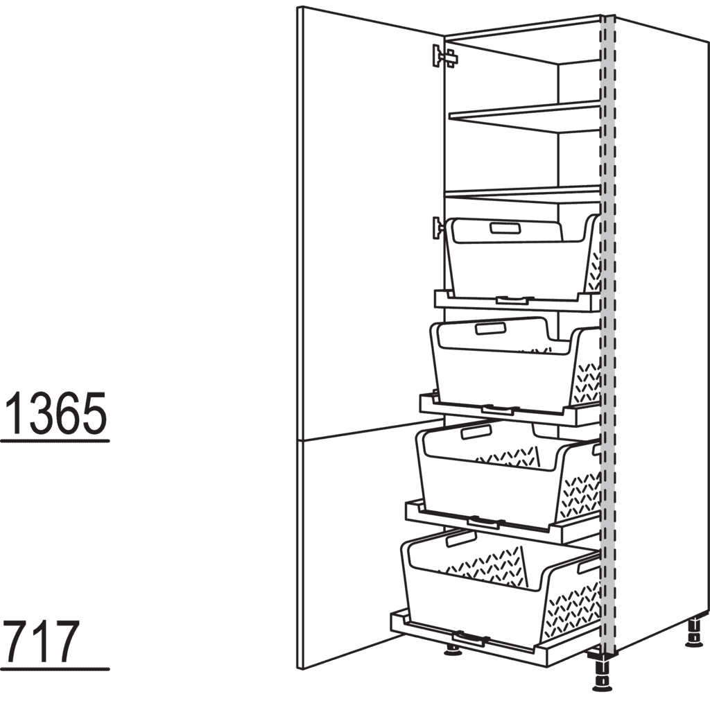 Hochschrank mit
Wäschekorb-Tablar Laundry-Area