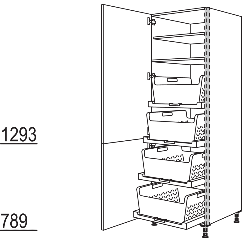 XL-Hochschrank mit
Wäschekorb-Tablar Laundry-Area