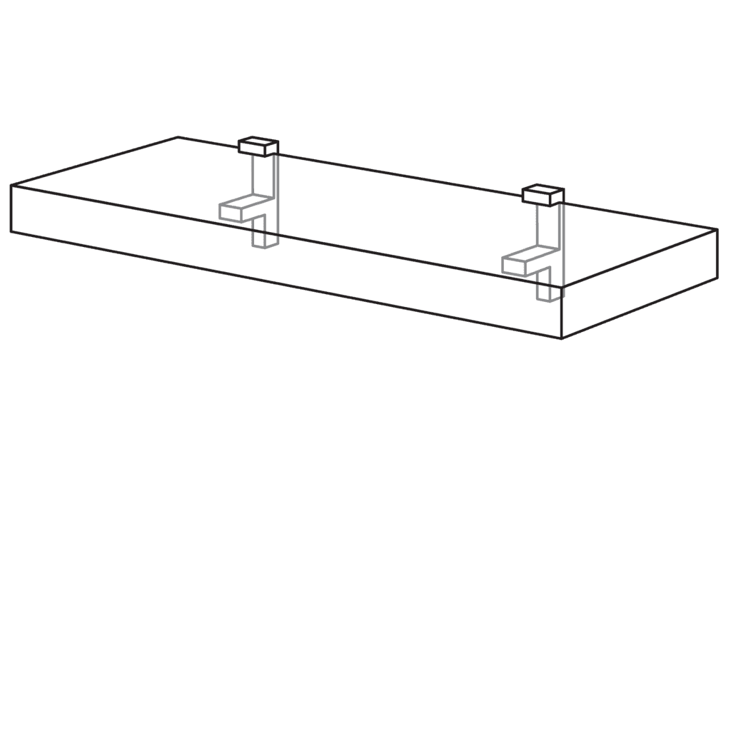Wandbord mit Bodenhaltern, 50
mm stark