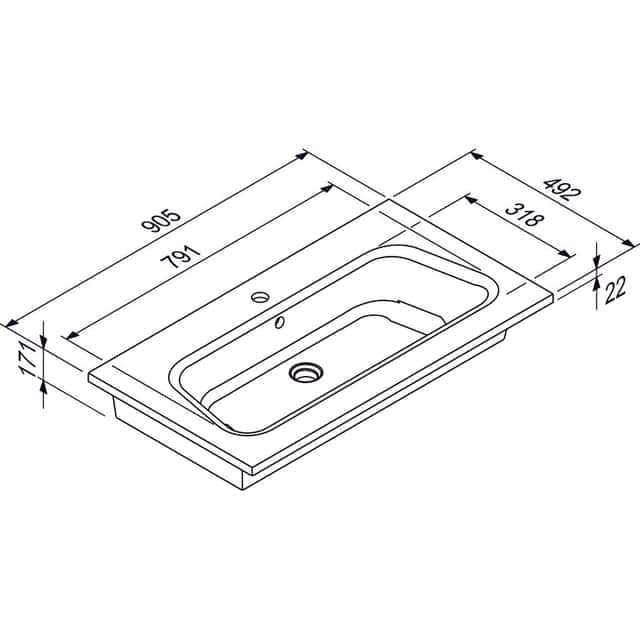 DISEGNO CERAMICA:
Möbelwaschtisch LAVABO BLOB
900, Keramik, Weiß Hochglanz - 1