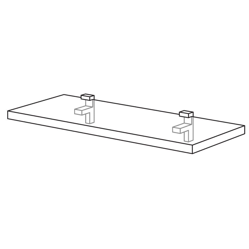 Wandbord mit Bodenhaltern, 25
mm stark