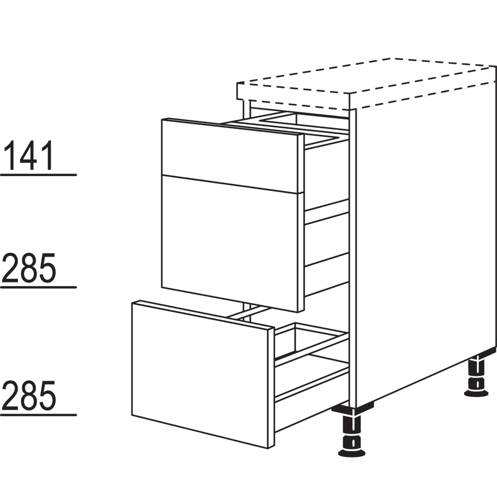 Auszugschrank für Mülltrennung