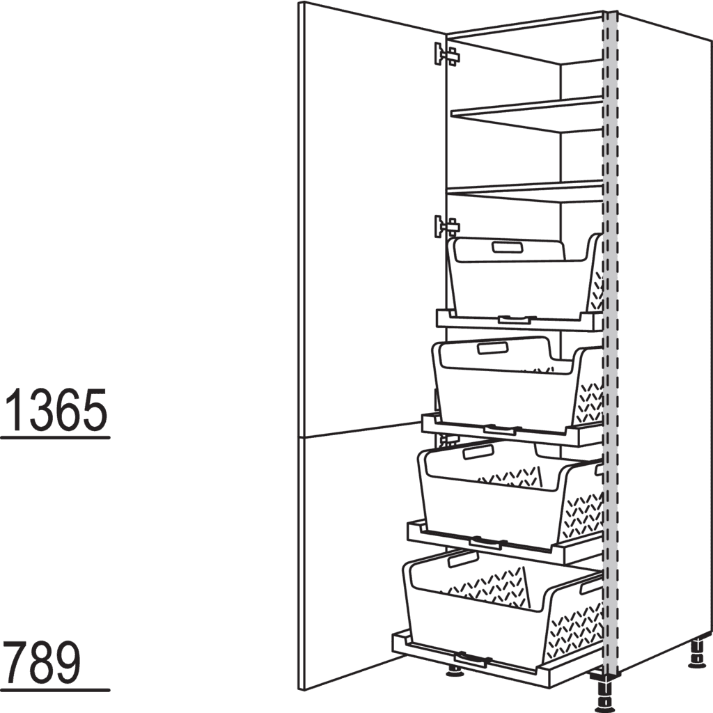 XL-Hochschrank mit
Wäschekorb-Tablar Laundry-Area