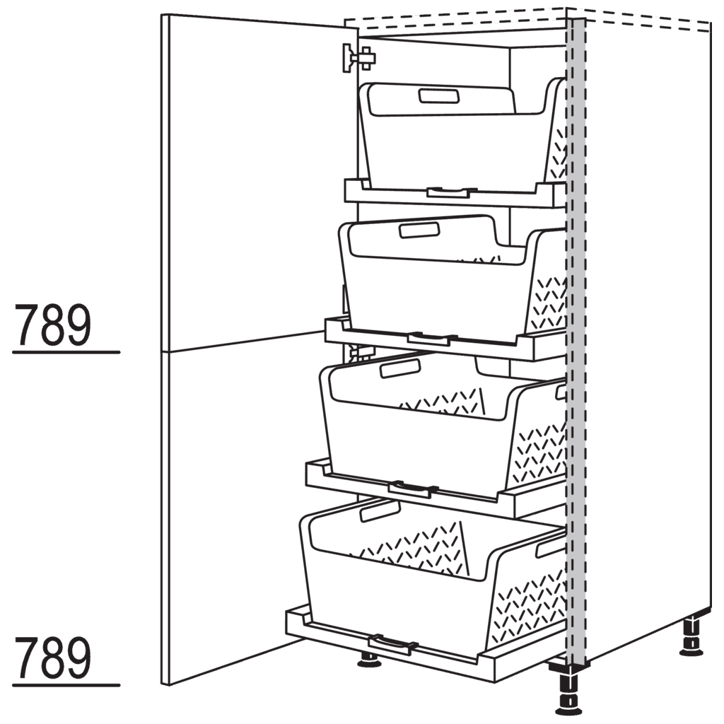 XL-Highboard mit
Wäschekorb-Tablar Laundry-Area