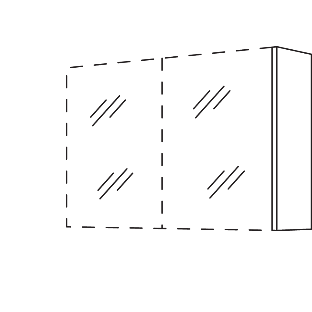 Abschlusswange für
Spiegelschrank WBSP*, Höhe 1