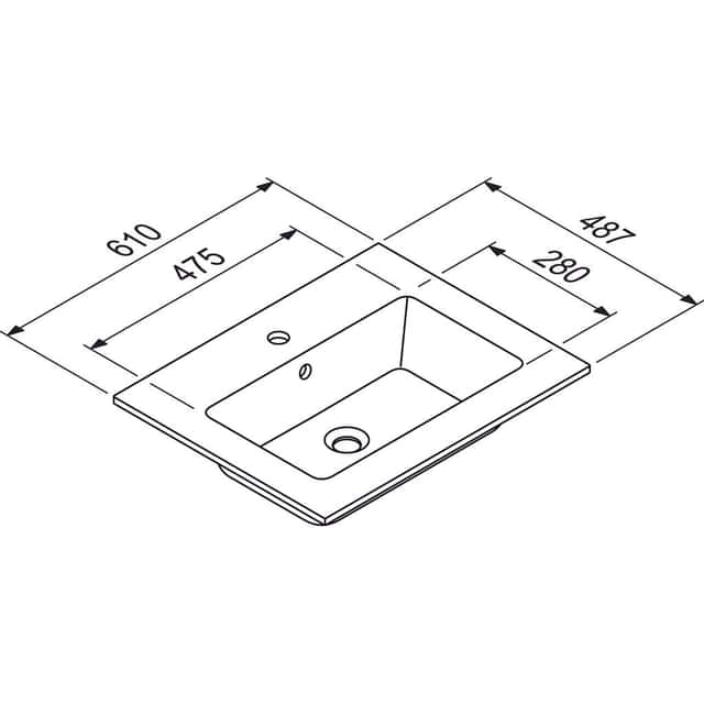 NICOS INTERNATIONAL:
Möbelwaschtisch MAX 610,
Mineral Composite, Weiß - 1