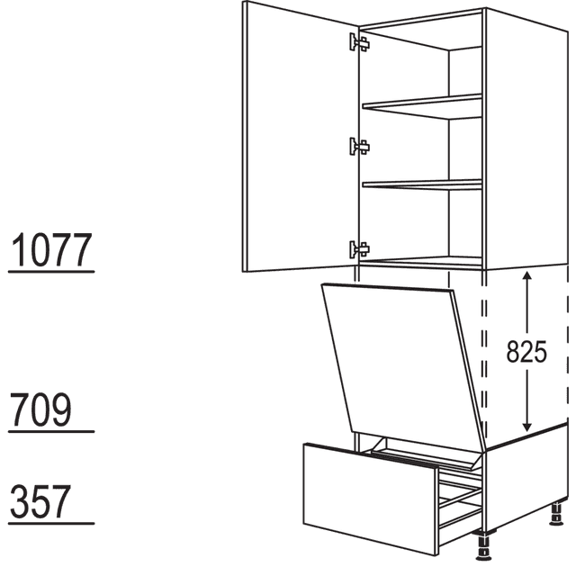 XL appliance conversion cabinet dishwasher
suitable for
niche height: 825 mm /