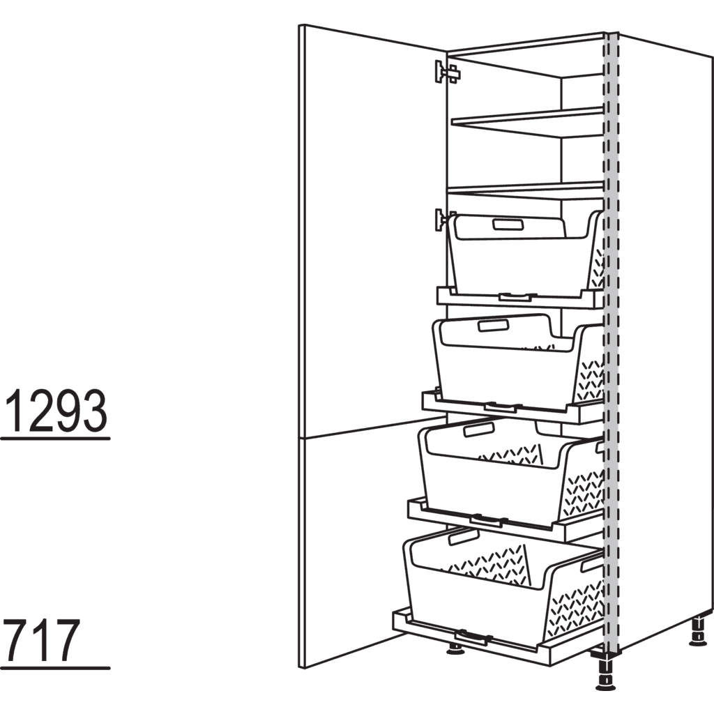 Hochschrank mit
Wäschekorb-Tablar Laundry-Area