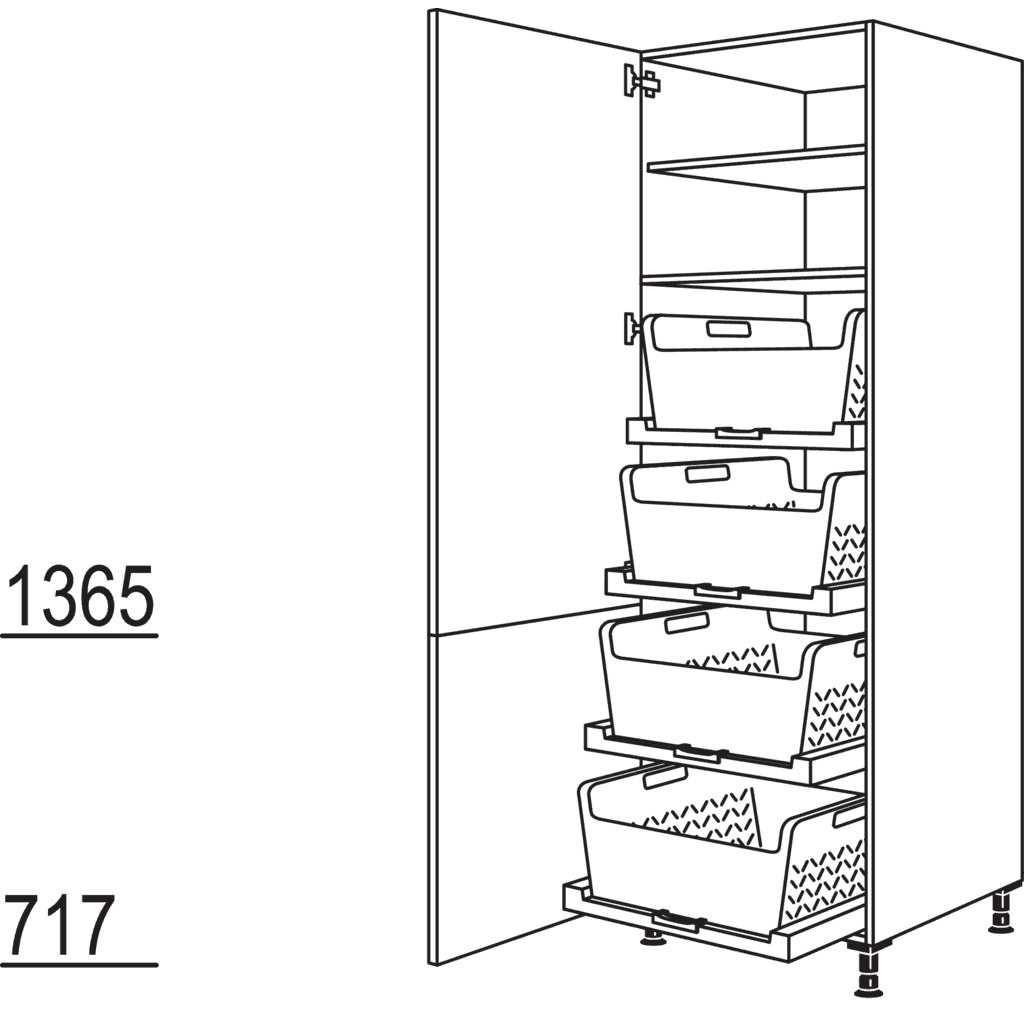 Hochschrank mit
Wäschekorb-Tablar Laundry-Area