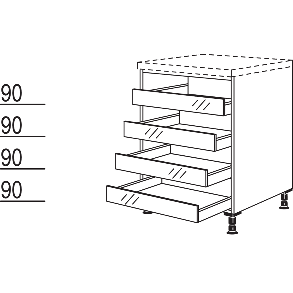 XL-Unterschrank
mit Tablarauszügen