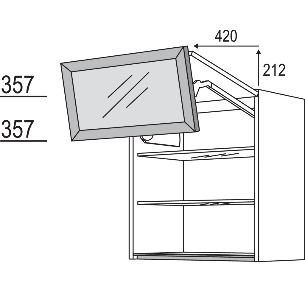 Glas-Wandschrank Square
mit Falt-Lifttür