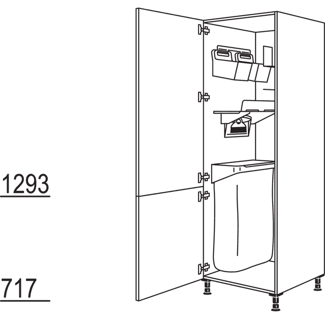 Tall cabinet with
Laundry-Area organization system