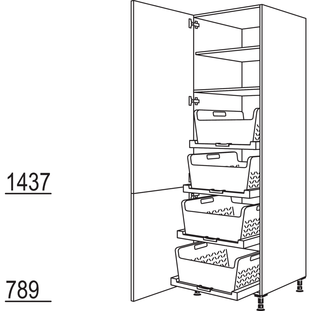XL-Hochschrank mit
Wäschekorb-Tablar Laundry-Area