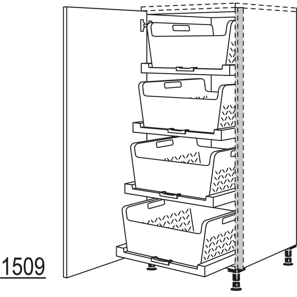 Highboard mit
Wäschekorb-Tablar Laundry-Area