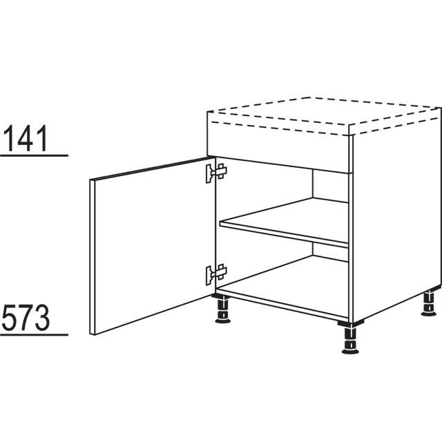 Base cabinet for attached tables