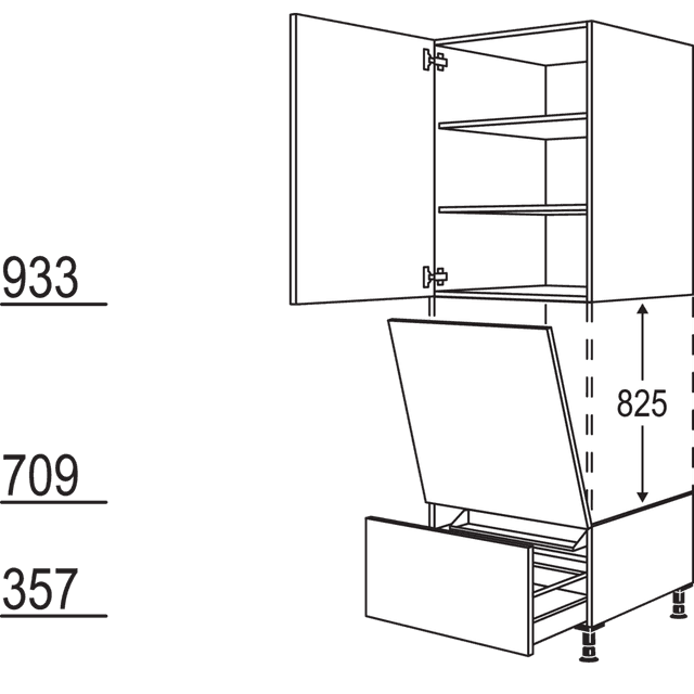 Appliance conversion unit dishwasher
suitable for
niche height: 825 mm /