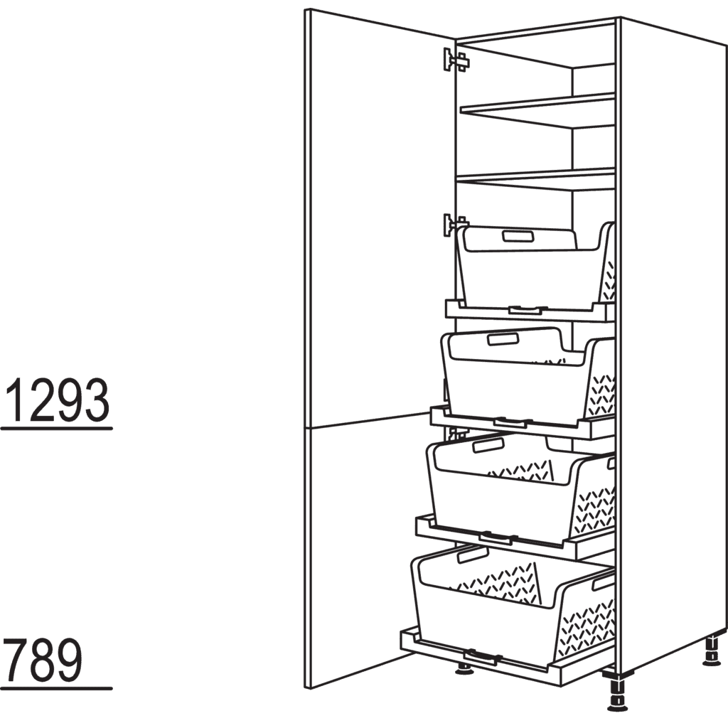 XL-Hochschrank mit
Wäschekorb-Tablar Laundry-Area