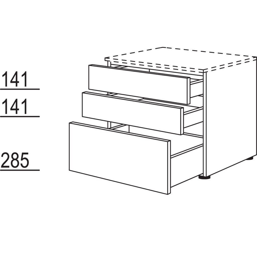 Auszugschrank in Echtholz-
Furnier