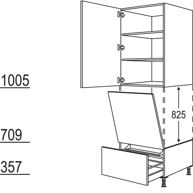 Appliance housing dishwasher
suitable for
niche height: 825 mm /