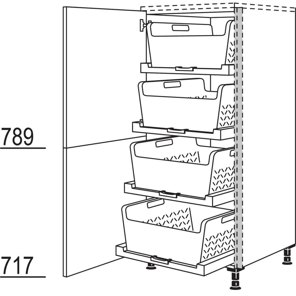 Highboard mit
Wäschekorb-Tablar Laundry-Area