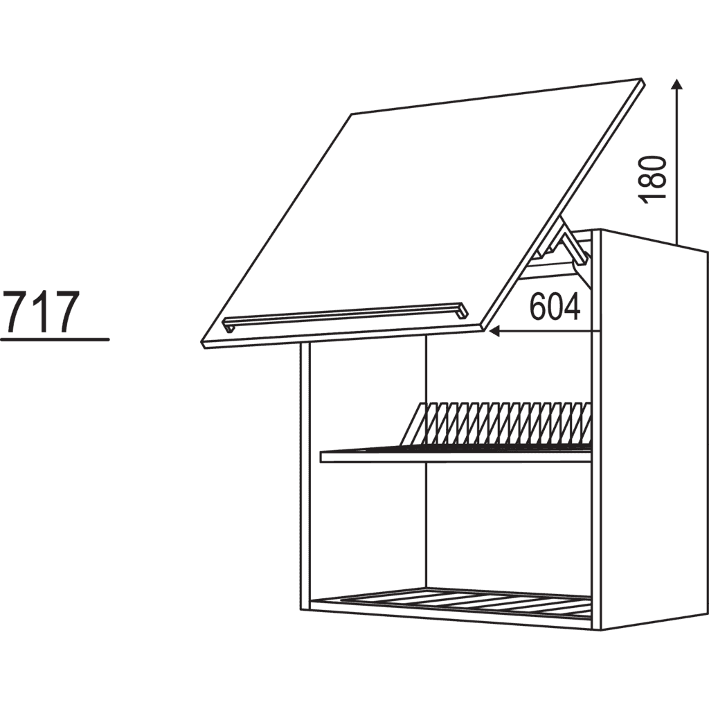 Wandschrank Schwingklappe mit
Abtropfgitter