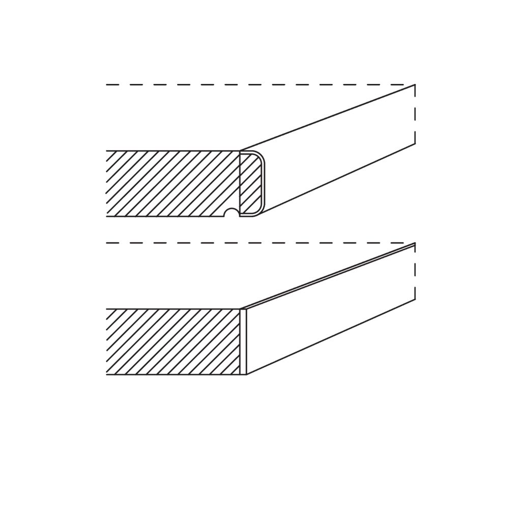 Surcharge for additional
edge banding
on worktops and tables,