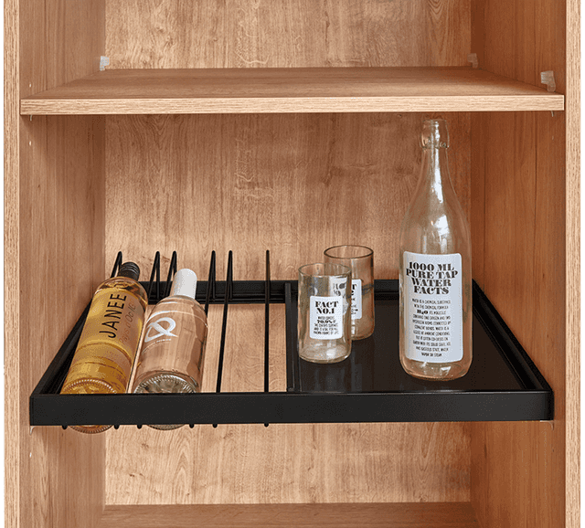 Designboden Taro mit Glashalter und Tablar für Wohnzimmerschränke und Küchenschränke
