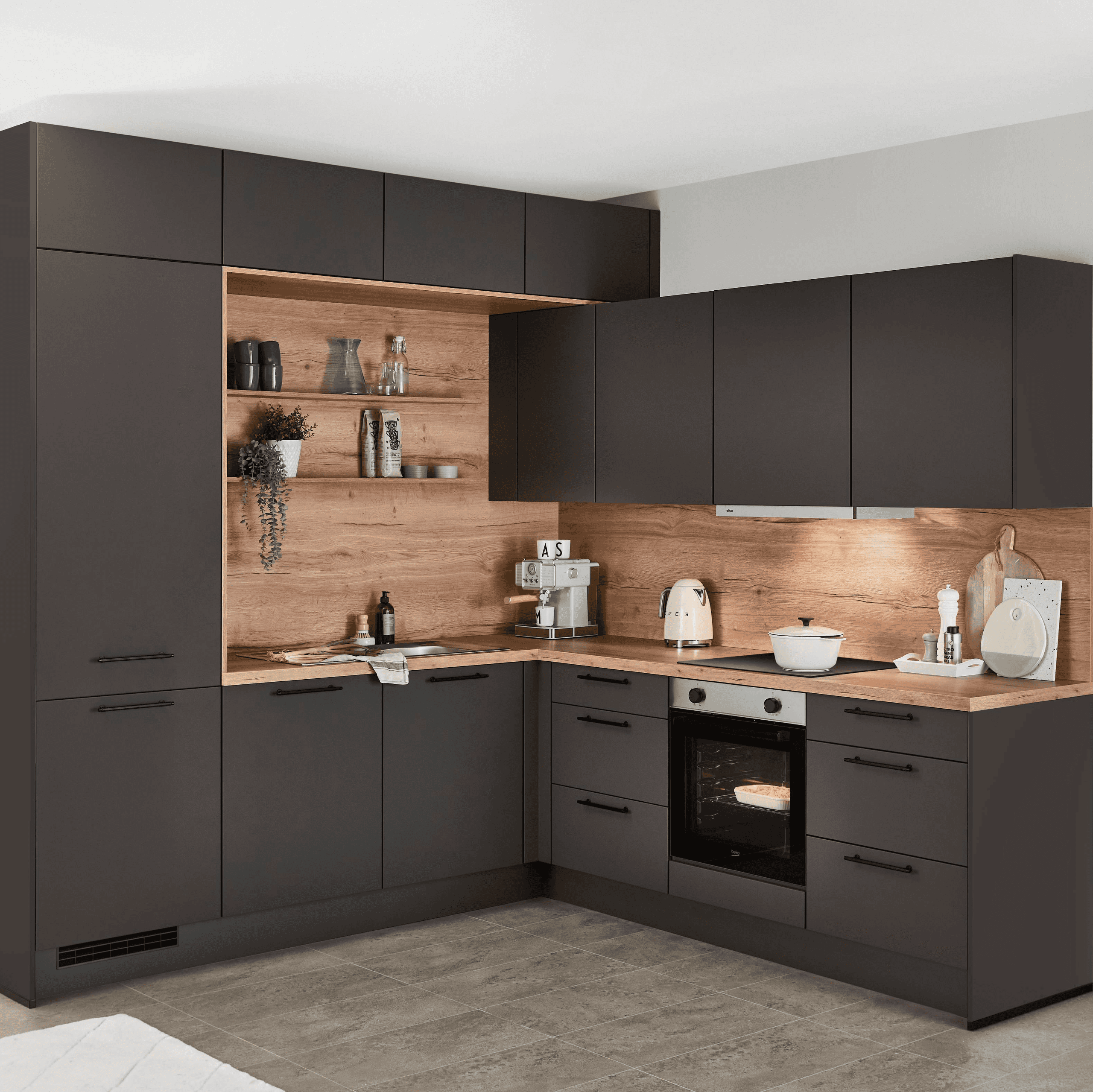 Nobilia overhead cabinet for wall-mounted kitchen runs 