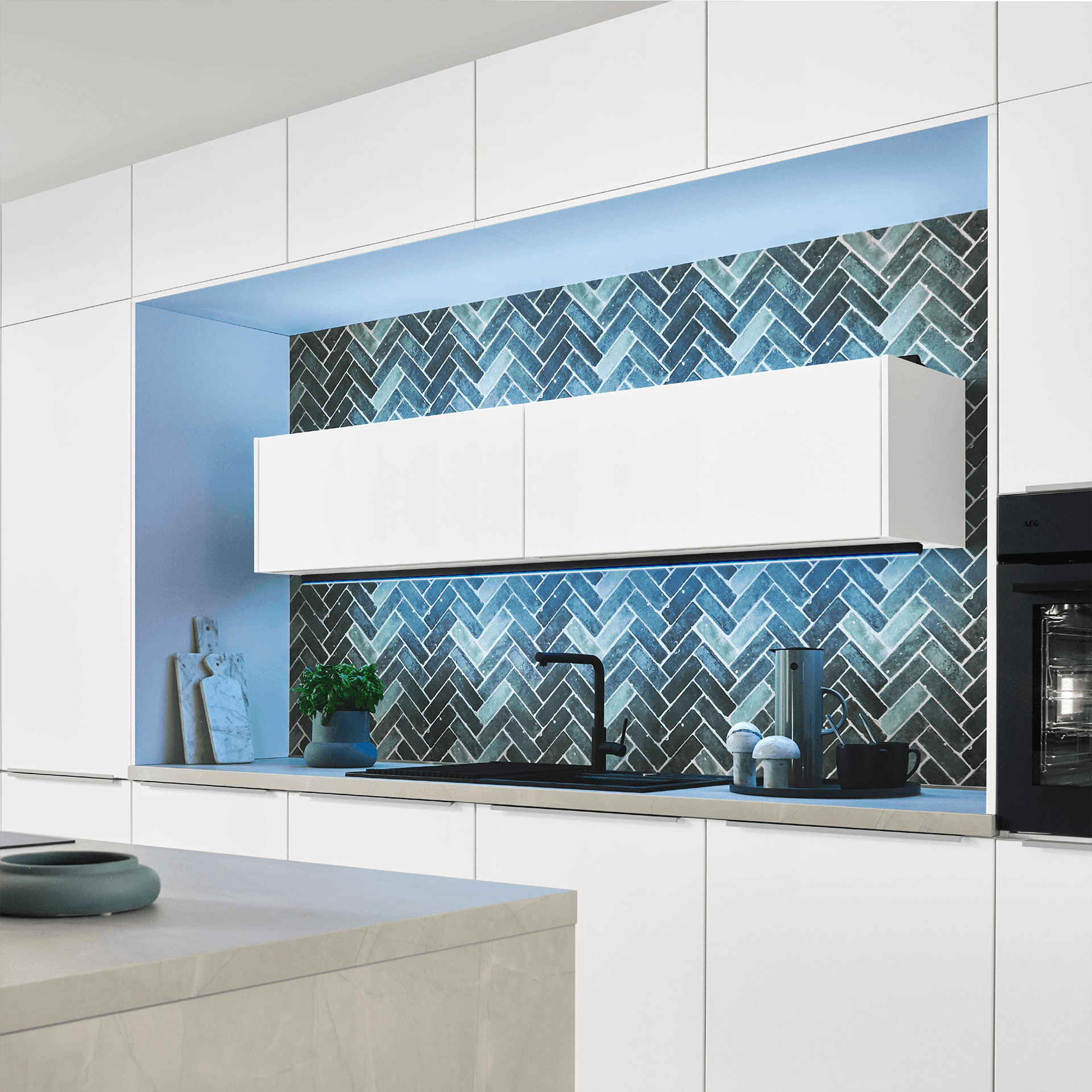 Nobilia overhead cabinets with extra depth