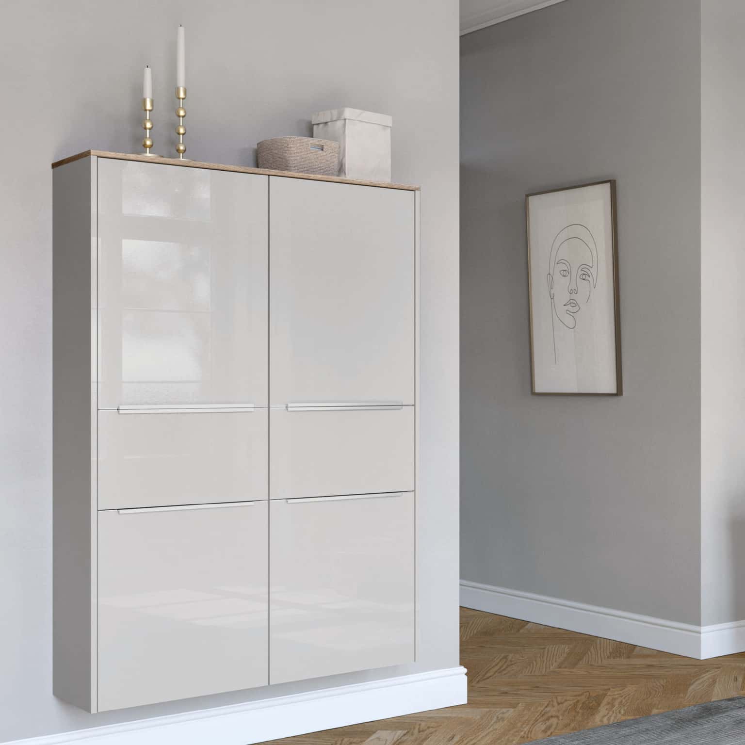 Nobilia Bad Midischrank in Seidengrau Hochglanz
