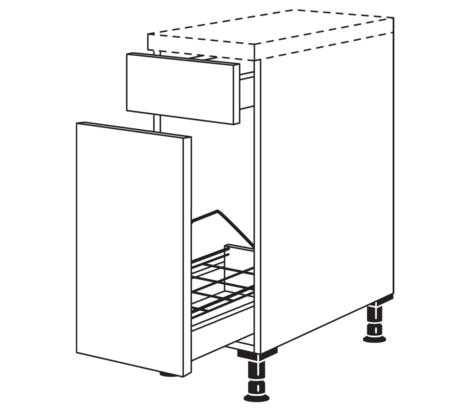Nobilia Unterschrank mit Auszug und Metallflaschenkorb