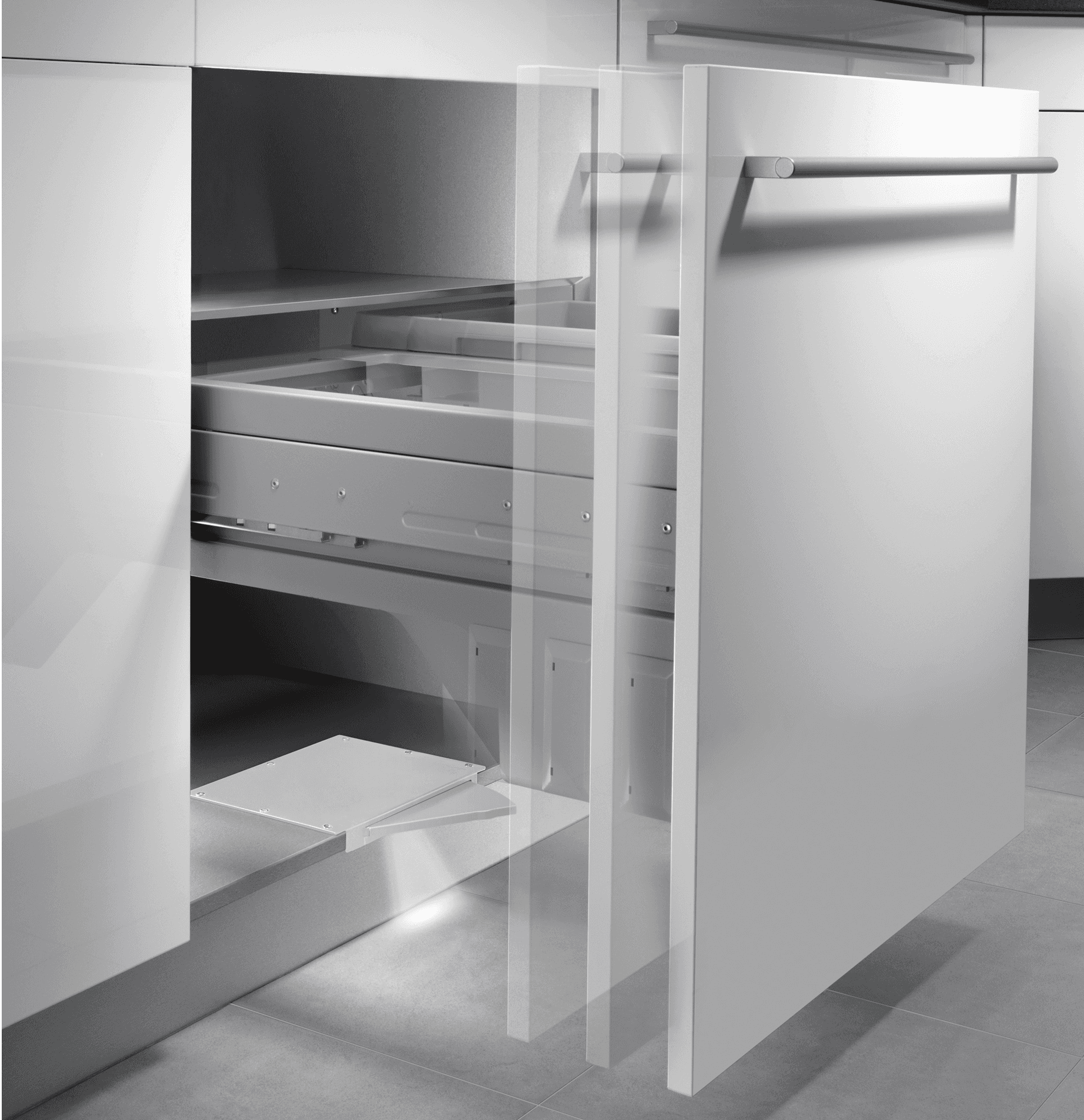 Elektronische Öffnungsunterstützung für Mülltrennsysteme von Nobilia