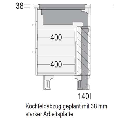 Nobilia Kochfeldabzug mit Arbeitsplatte in 3,8 cm Stärke