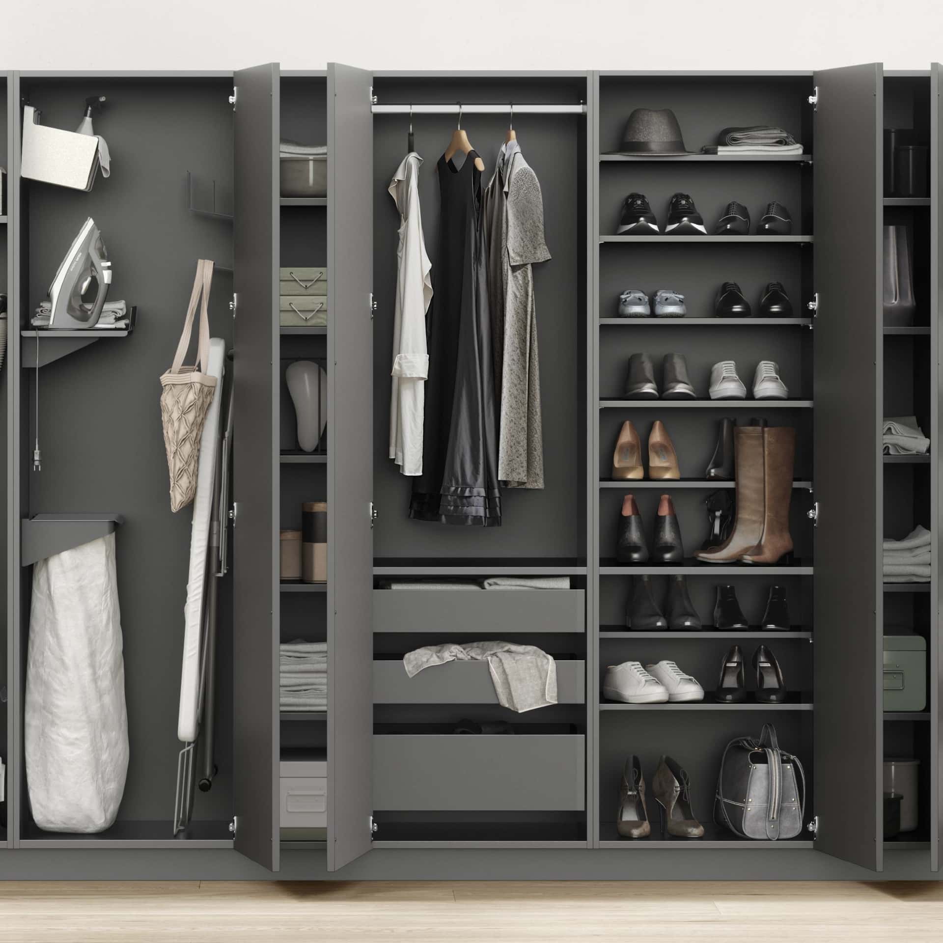 Nobilia Garderobenschrank mit Auszügen und Garderobenstange