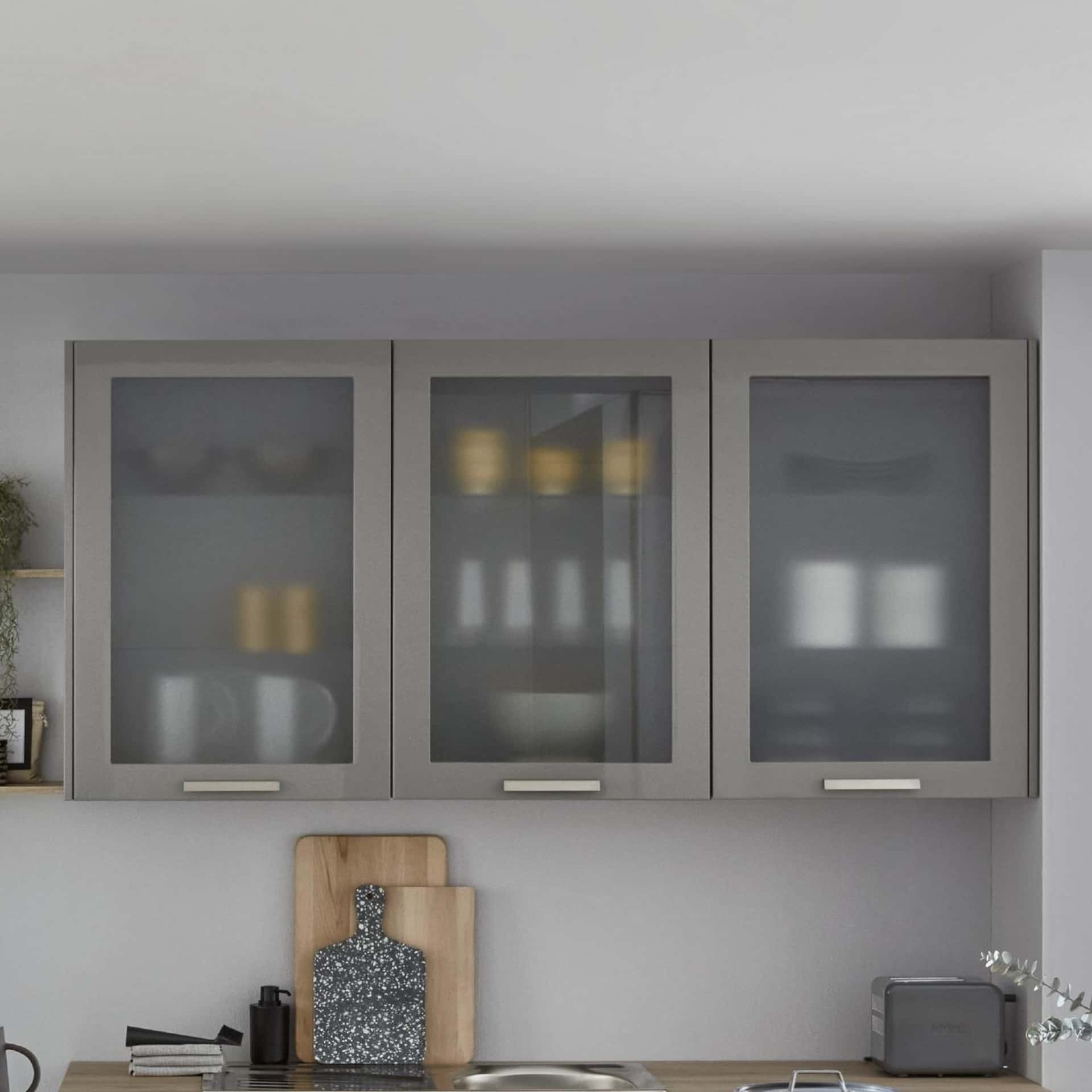 Nobilia Wandschrank mit Glasrahmentür und Grauglas