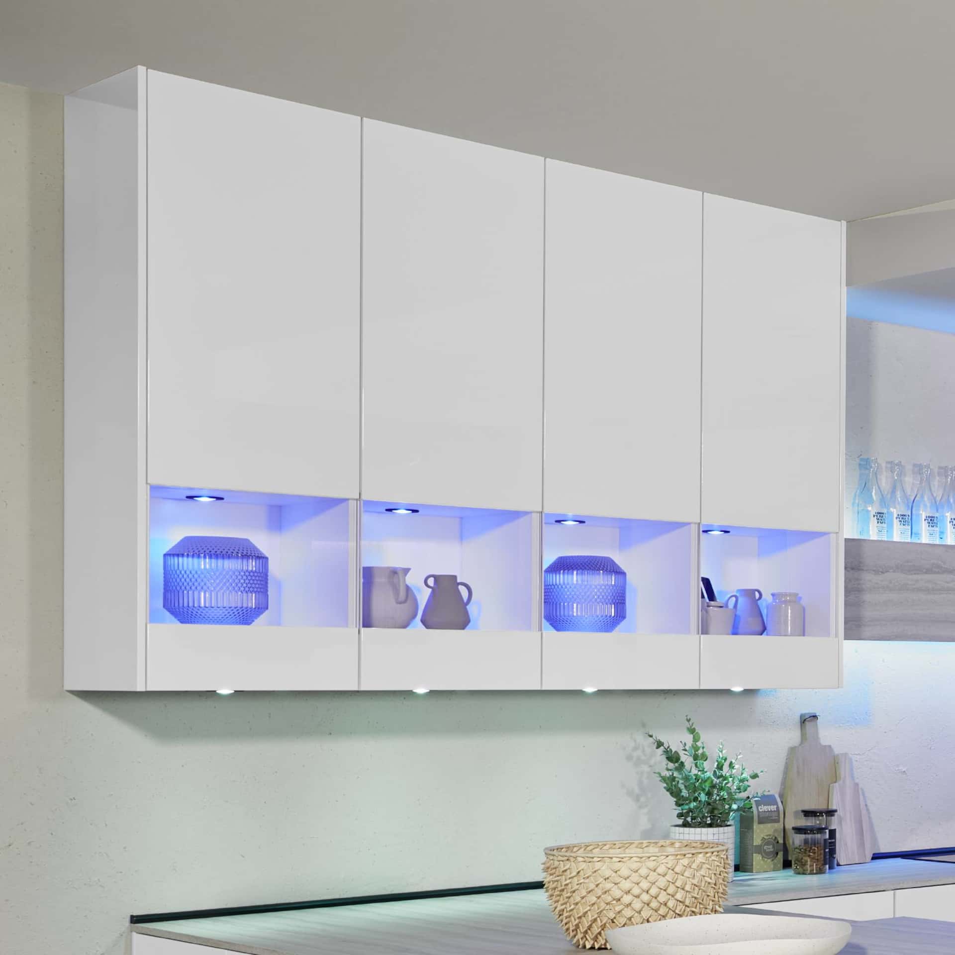 Nobilia Wandschrank mit Segmentglas Sektion und Beleuchtung